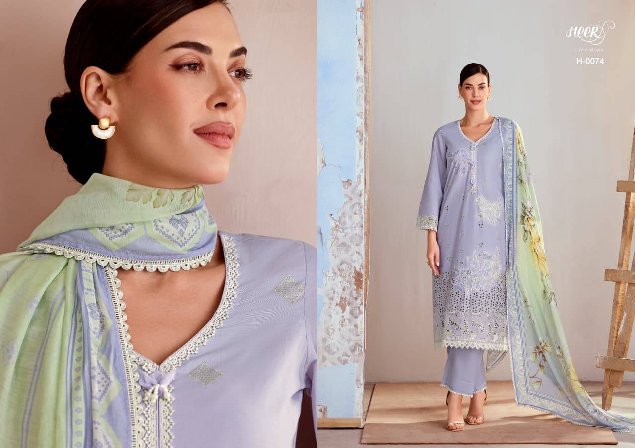 Crimson cotton vol-251 by Heer 0071 to 0076 series Beautiful Fancy Stylish Colourful casual Pure cotton lawn Dresses At Wholesale Price